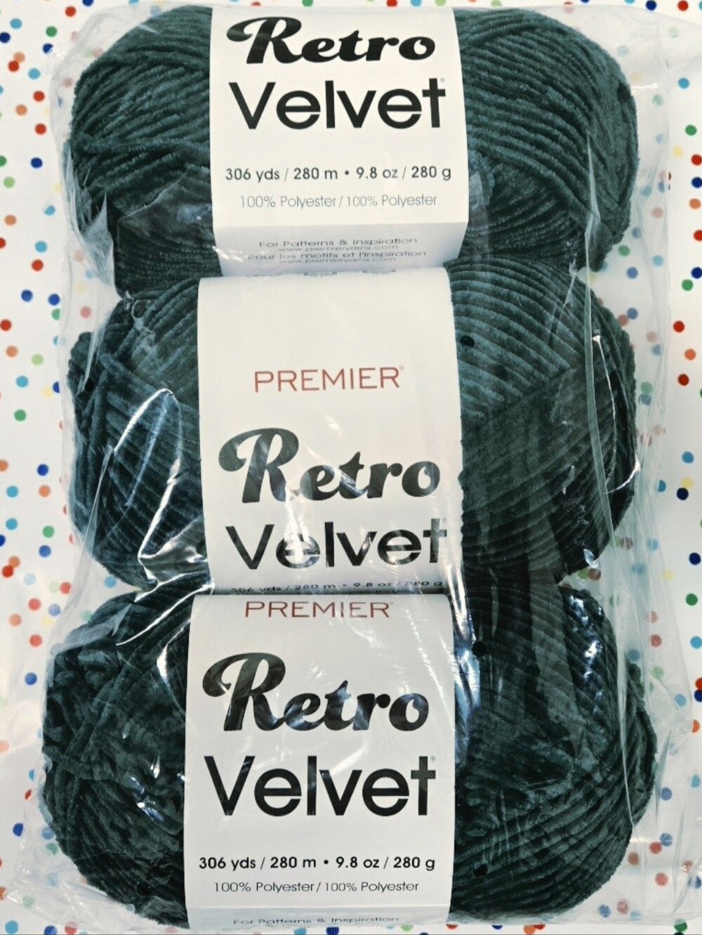 🎃🎄👻😈3 NIP PREMIER RETRO YARN COLOR: EMERALD GREEN 9.8 OZ EA